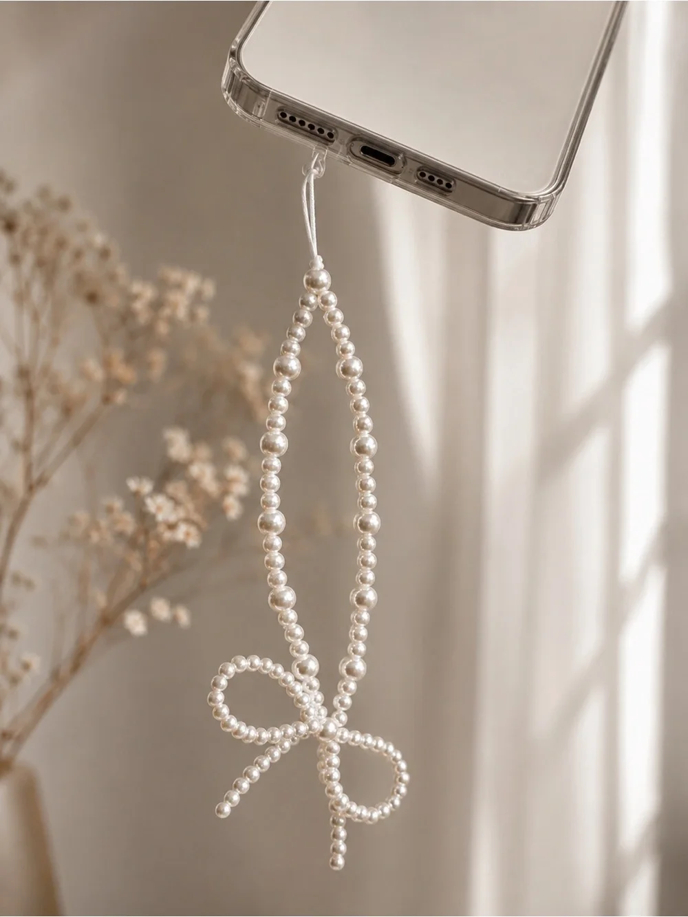🔥 2/20: Custard London White Faux Pearl Beaded Phone Charm